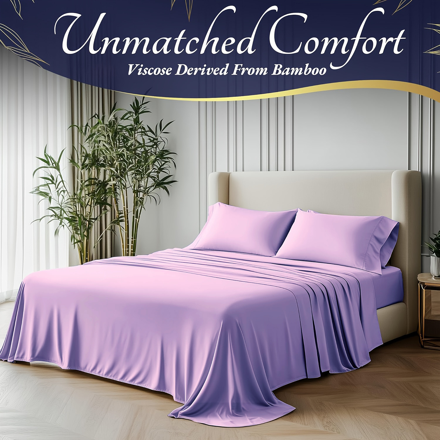 4pcs bamboo cooling bedding extra deep pocket breathable and cooling suitable for hot sleepers and sweats pillowcases flat sheet and fitted sheet a perfect gift for   and king sizes next day delivery Product details 3