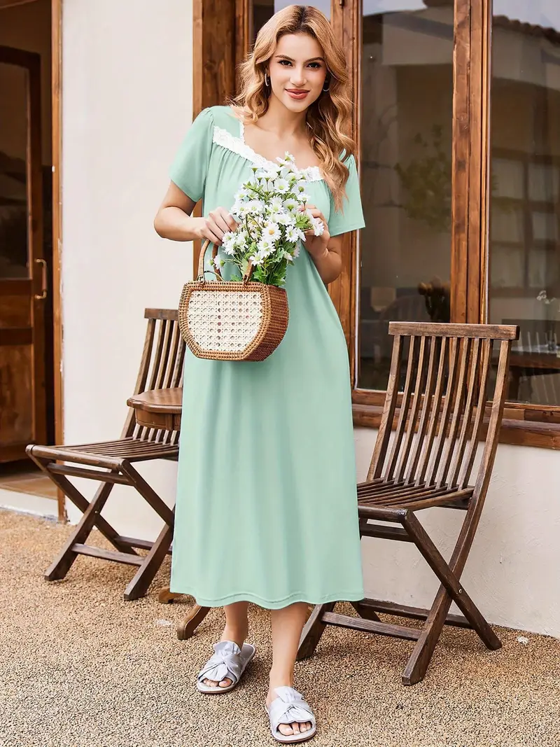 womens victorian button maxi nightgown square neck house - Temu womens victorian button maxi nightgown square neck house - Temu