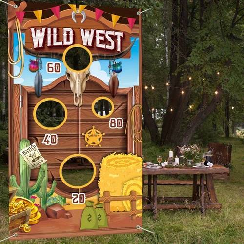 2d party photobooth props western party cowboy toss bean bag toss game set 3 bean bags suitable for fun western games western themed events and western cowboy decorations supplies