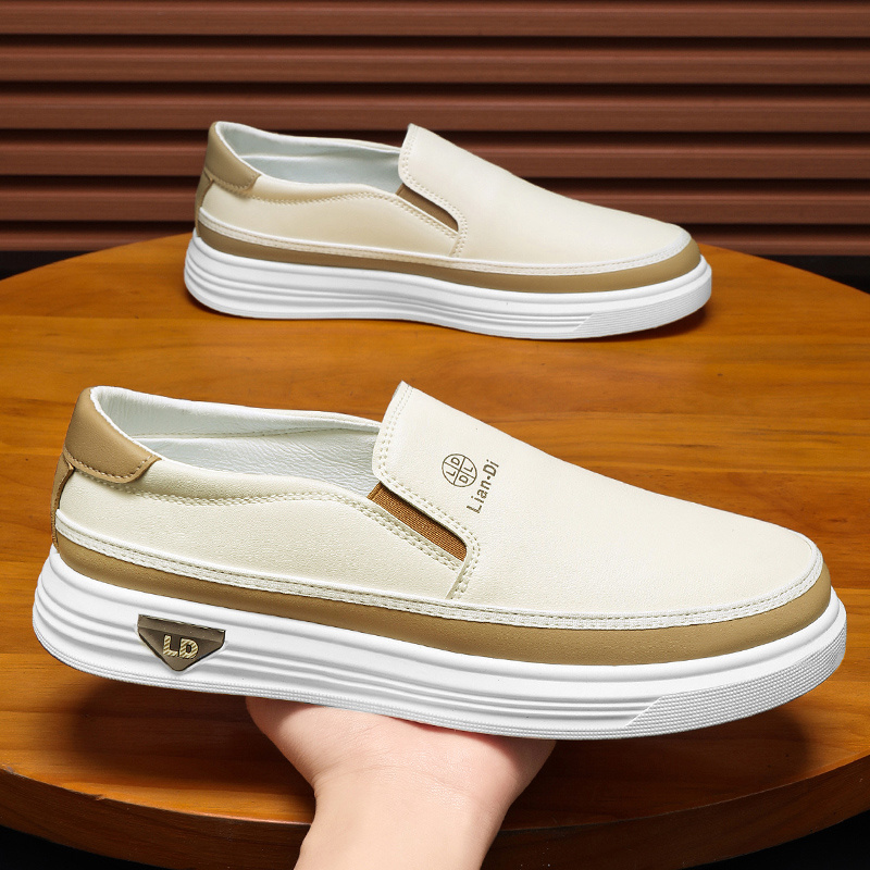 Image of Men's Fashionable One-piece Loafers- Soft Upper, , Suitable For Daily Casual Wear, Vacation Shoes| Decorative Stitching| Synthetic Shoes, Formal Shoes, Comfy Durable Men' Color Loafer Shoes