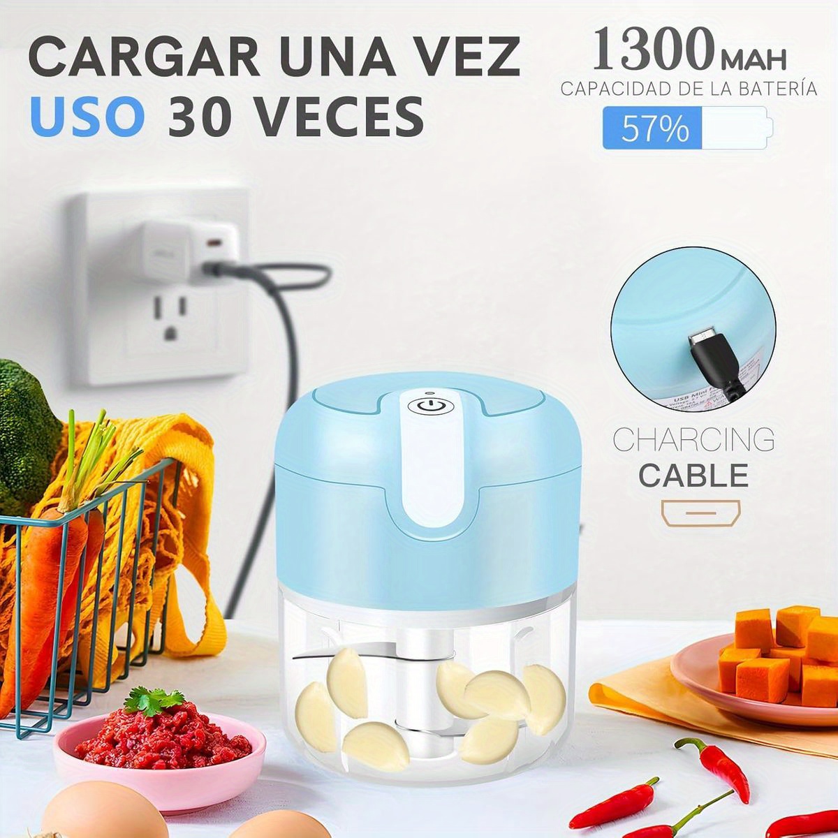   electric garlic chopper 1cup, mini usb charging wireless food processor with 304 stainless steel, 2 sharp blades, portable kitchen meat grinder for onion, garlic, ginger, baby food, garlic slicer automatic, mini garlic chopper, garlic crusher plate, garlic slicer thin cuts,  , food preparation, portable appliance, spacesaving device, durable construction,   blades, automatic chopper, home cooks, busy professionals Product details 2