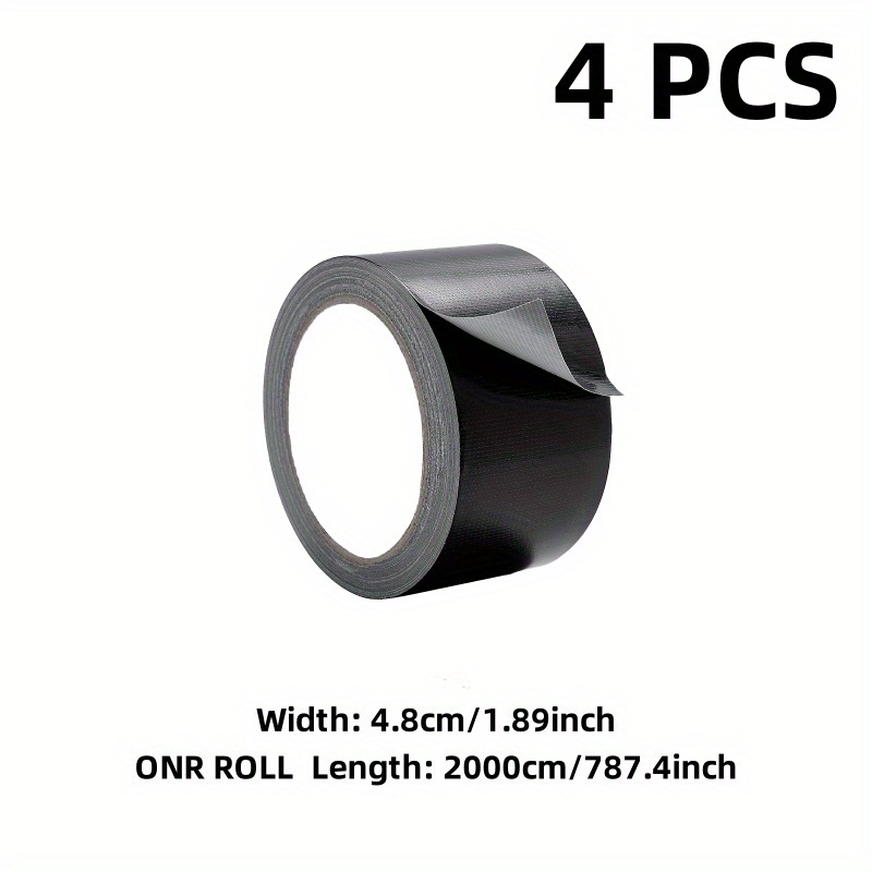 TEMU 4st Kraftig Svart Duct Tape - Industriell Styrka, Flexibel, Rest, Vattentät & Rivtålig, Idealisk för Inomhus & Utomhus Reparationer, Duct Tape