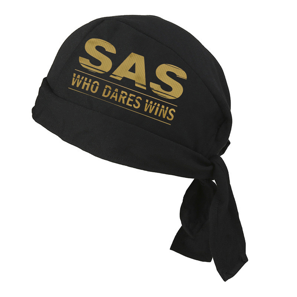 TEMU 1pc Sas Logo & "who " Bandana Head Wrap Scarf - Retro Pirate Suitable For Men' Cosplay, Outdoor Wear, Themed Parties, Daily Use - Sas Themed