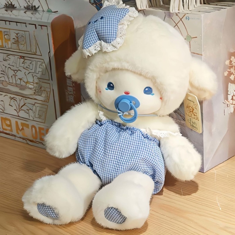 TEMU 1 X 33cm (13 Inch) '' Plush Toy With Pacifier And Clothes | Cute Lamb For Dog Bedtime For Puppies Soft Polyester Stuffed Dolls Breed Sizes