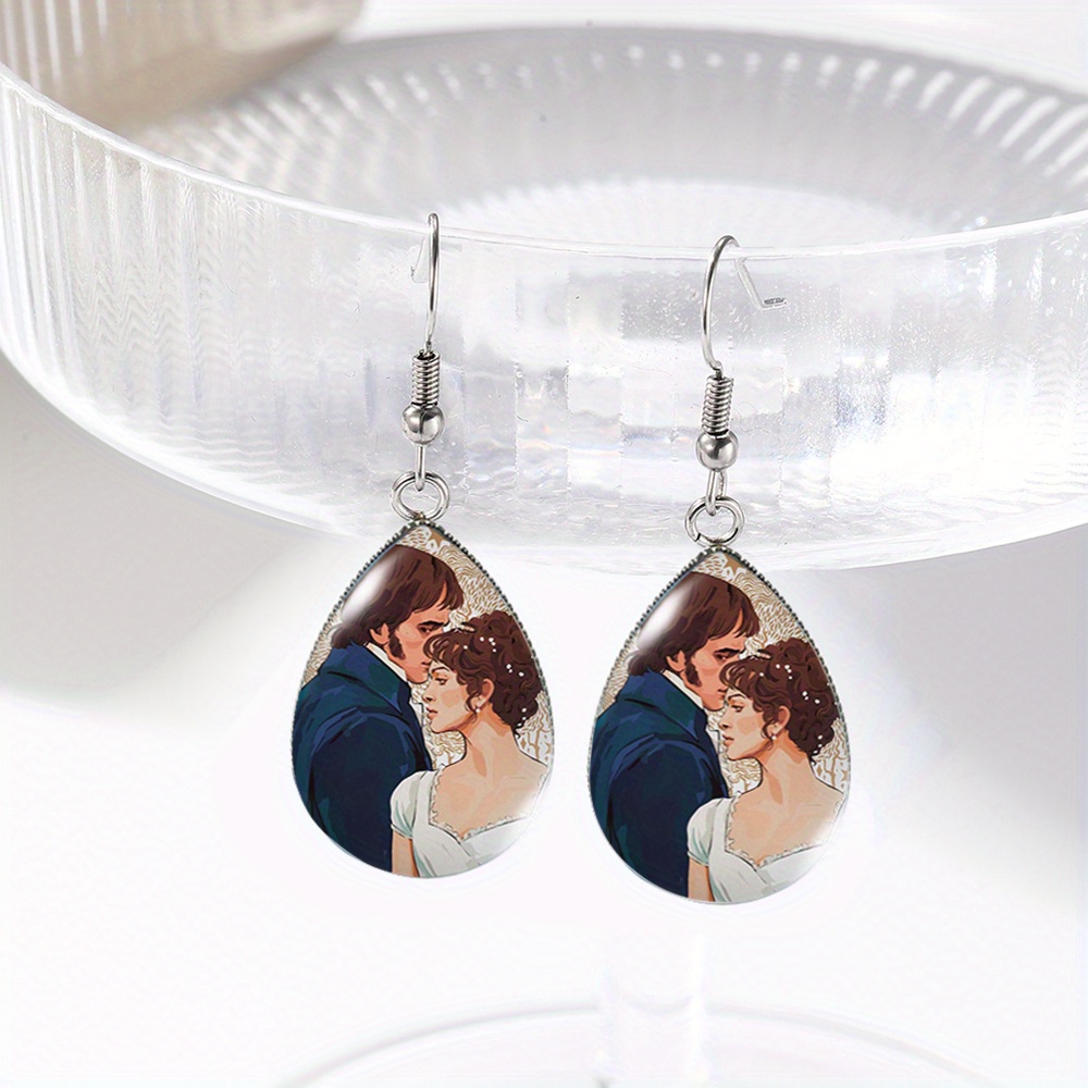 TEMU 1 Pair Of Water Drop Earrings, Handcrafted Glass Pendant Jewelry