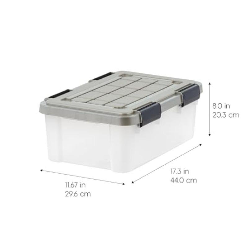 4 pack   heavy duty bpa free storage boxes with gasket seal   latches clear chrome retro tote bins  of moving containers suitable for moving rv emergency polypropylene stackable Product details 1