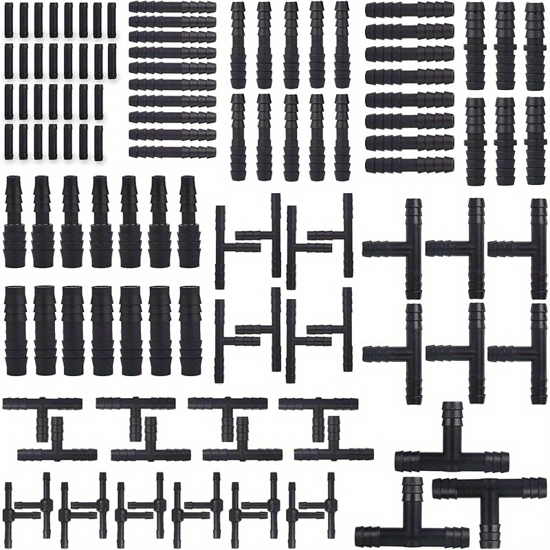 Image of 115pcs Black Nylon Vacuum Tube Connector Kit - 240°c (460°f) Heat Resistant, 12 Sizes, For Automotive And Industrial Use, Durable Plastic, No Battery Required