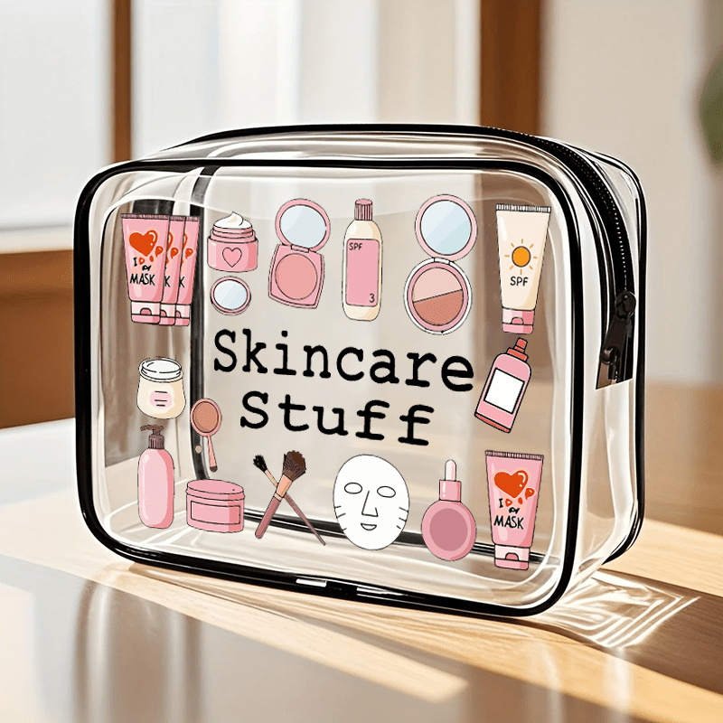 Image of 1pc Exquisite Skincare Bag, Large Capacity Pvc Makeup Bag With Zipper Closure - High- Toiletry Organizer, Ideal Gift For And - Portable And Easy To Clean Cosmetic Organizer | Transparent Material