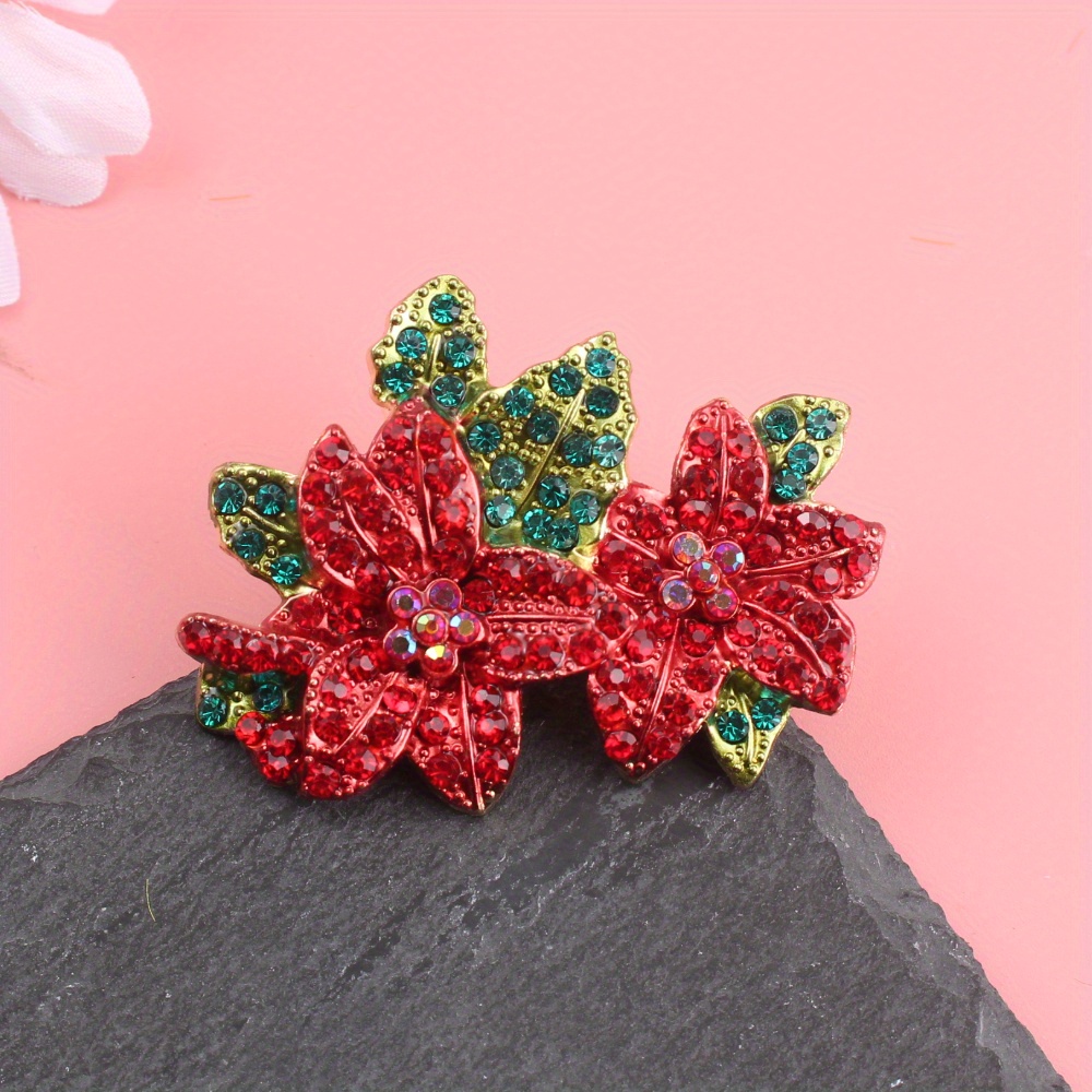 Image of Fashion Set Rhinestone Big Red Flower Brooch Everything With Red Flower Pin Accessories High-end Corsage Jewelry Gifts