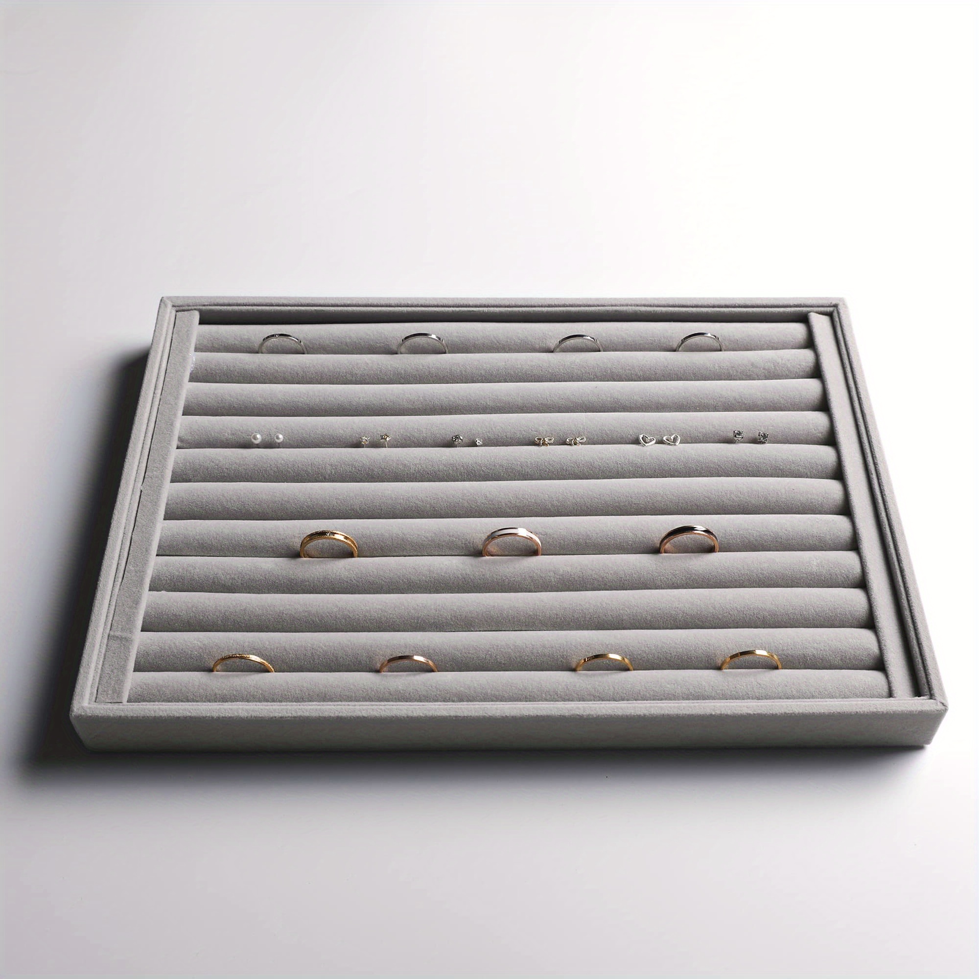4pc Large Stackable Velvet Jewelry Tray Set with Drawer Inserts