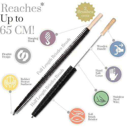 2pcs cleaning brush set washing machine scrubber long short handle stiff bristles hangable radiator brush window sink crevice brush keyboard car vent brush multi purpose corner tool for home ergonomic non slip handle