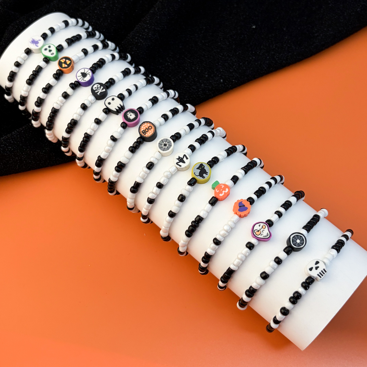 10pcs Retro Halloween Mixed Colors Rice Bead Bracelet Set