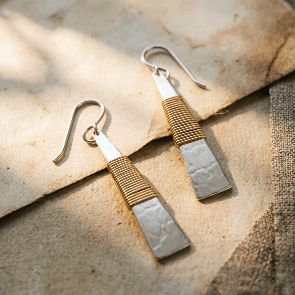 Women's Handmade Retro Hammer Patterned Pendant Earrings