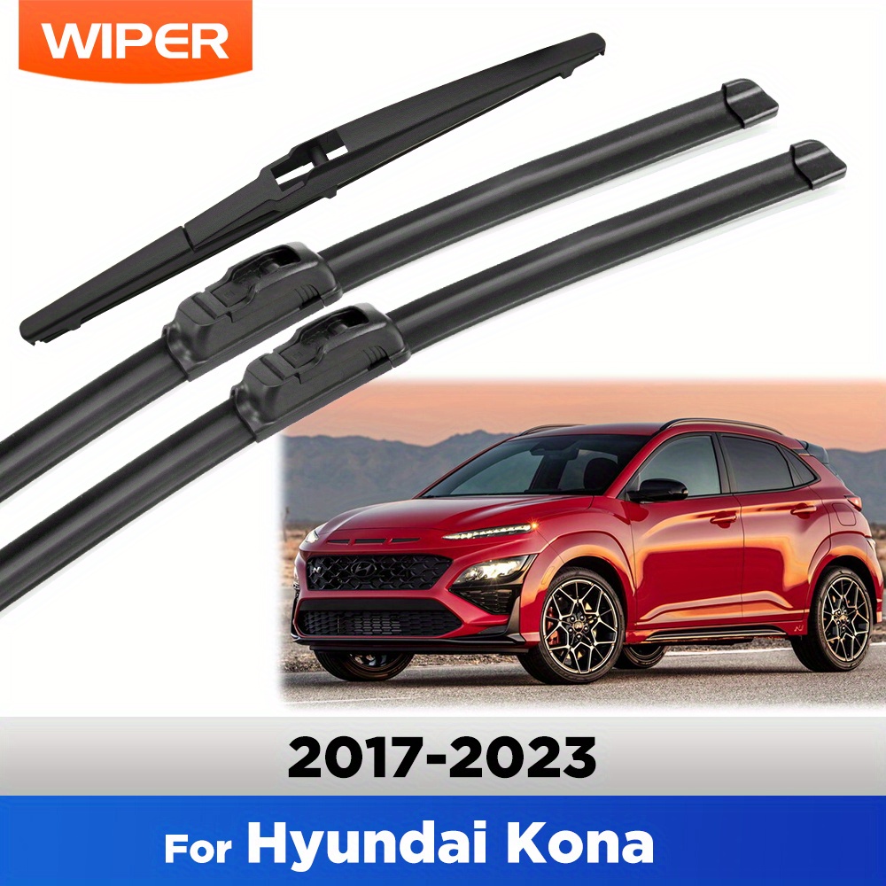 TEMU Juego de limpiaparabrisas delanteros y traseros para Hyundai Kona 2017 - 2023, que cepillos de parabrisas de 26", 16" "