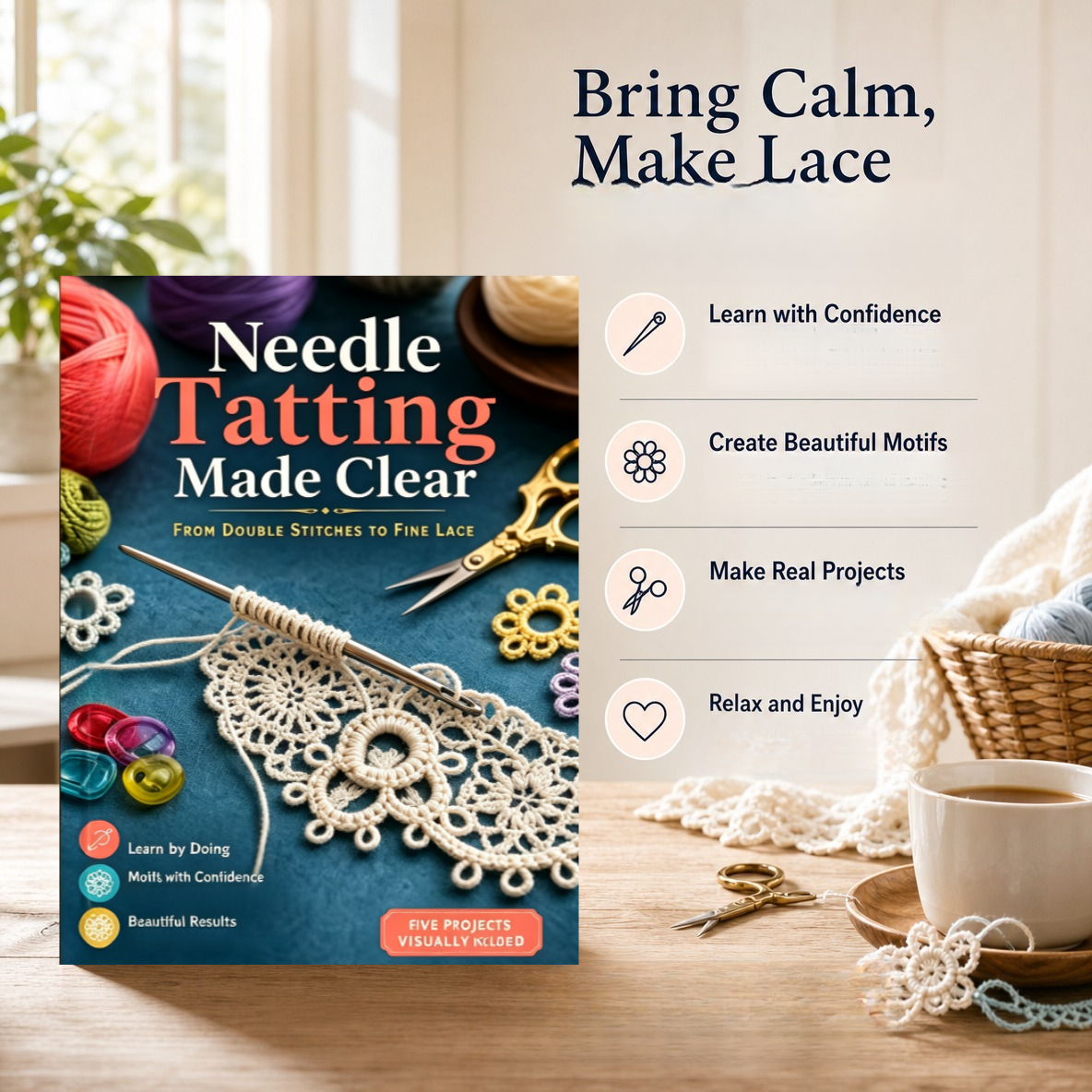 Needle Tatting Tutorial Book with Crochet Patterns