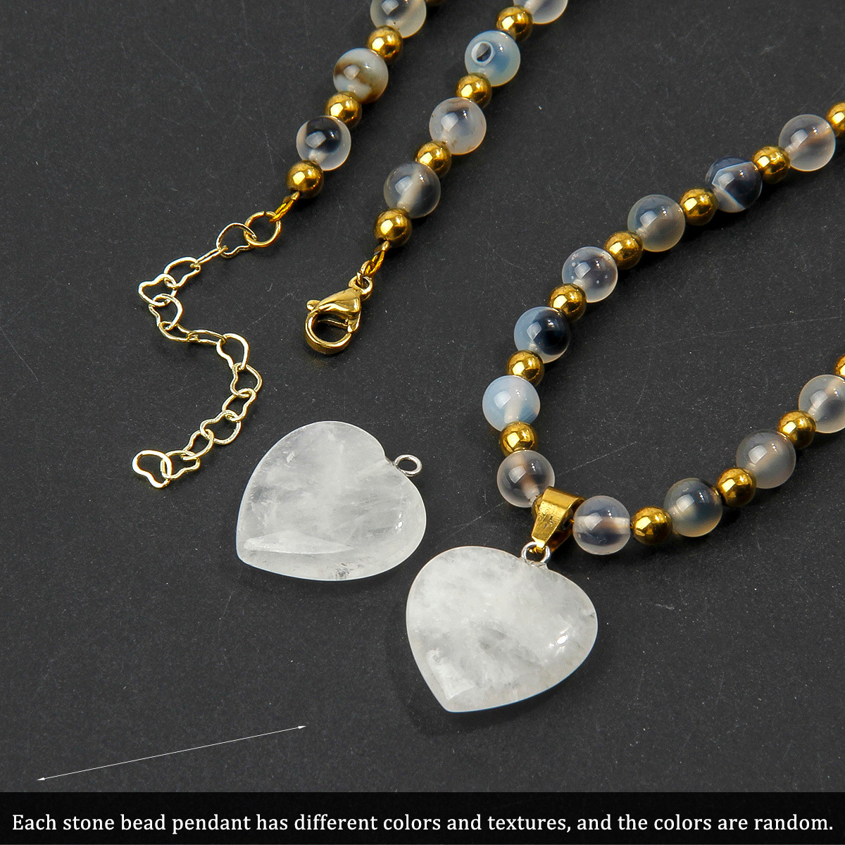 Women's Vintage-Style Handmade Gray Agate Bead Necklace