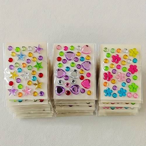 6 12pcs mini heart and star diamond stickers vibrant acrylic floral decals for makeup eye decoration and crafts ideal jewelry making material