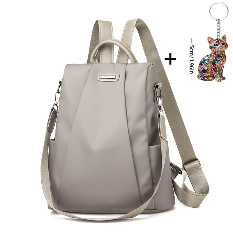 TEMU Easy Solid Commuter Backpack And 1pc Keychain, Large Capacity Multi- Book Bag, Single Shoulder Dual Use Wide Load-reducing Shoulder Strap, Daily