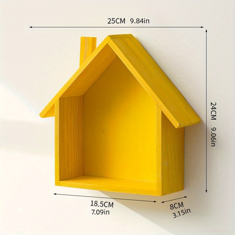 Cute Wall-mounted Wooden Small House Retro Nostalgic Home Wall Entrance Decorations Wall-mounted Wooden Decorations Easy Shelf