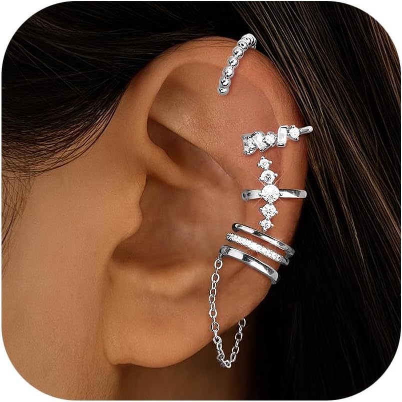 5pcs Ear Cuff Earrings For Women Adjustable Fake Earrings Cartilage Helix Wrap Earring Set Fake Piercings Ear Cuffs No Piercing