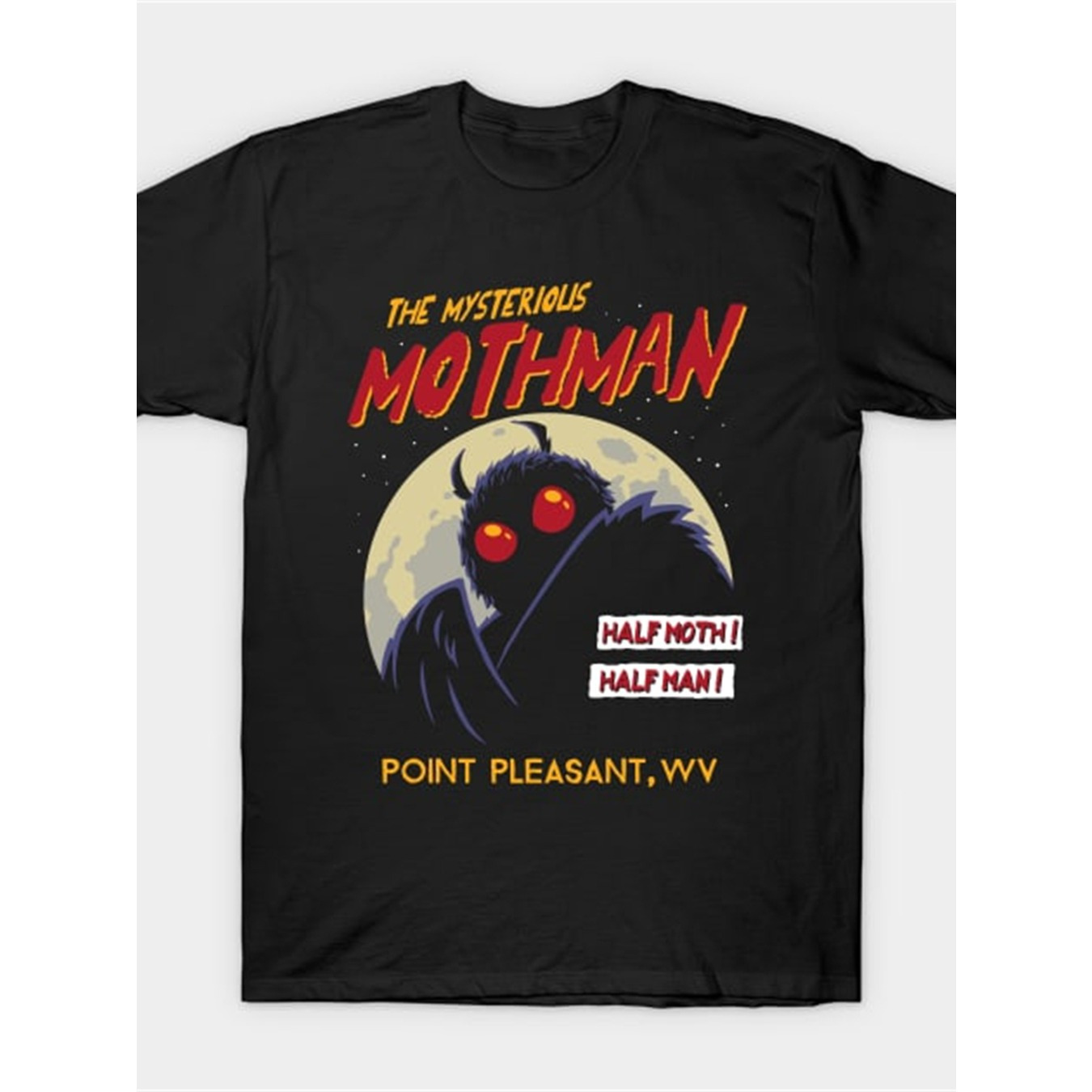 

1pc Mothman Graphic Tee, T- Slight , , All- Top For Adults