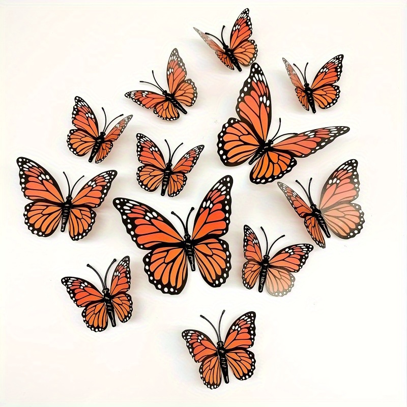 set de 12 adhesivos de pared 3d de mariposas   - hechos de plástico pvc, ideales para decoración   y fiestas,   para  ,  , graduaciones,   patrióticas y decoración navideña, no requiere electricidad
