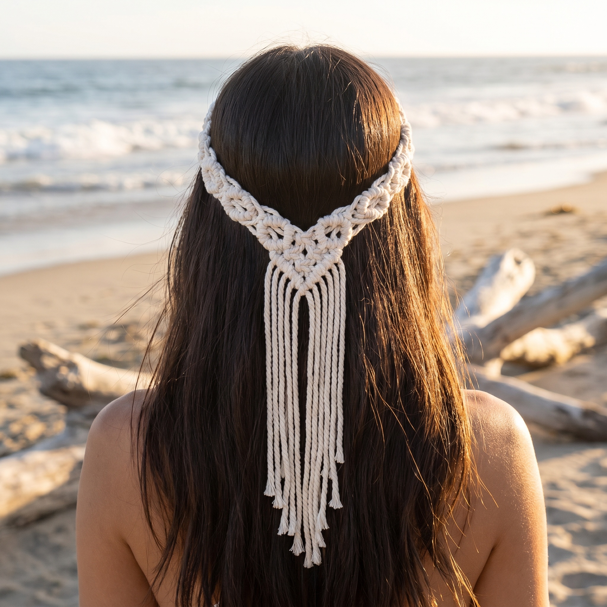 1pc Bohemian Macrame Tassel Fashion Headband Boho Beach Accessory For Women
