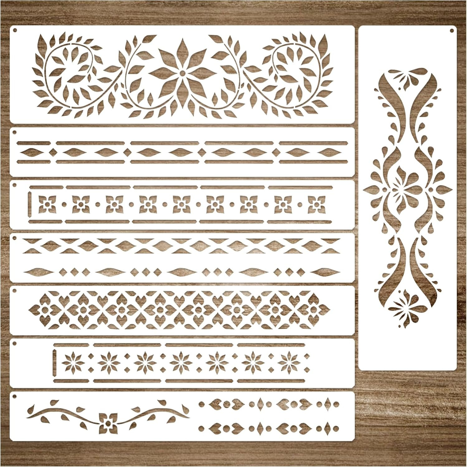 

8pcs Stencils Set For Wood, Reusable & Art Painting Templates For , , And