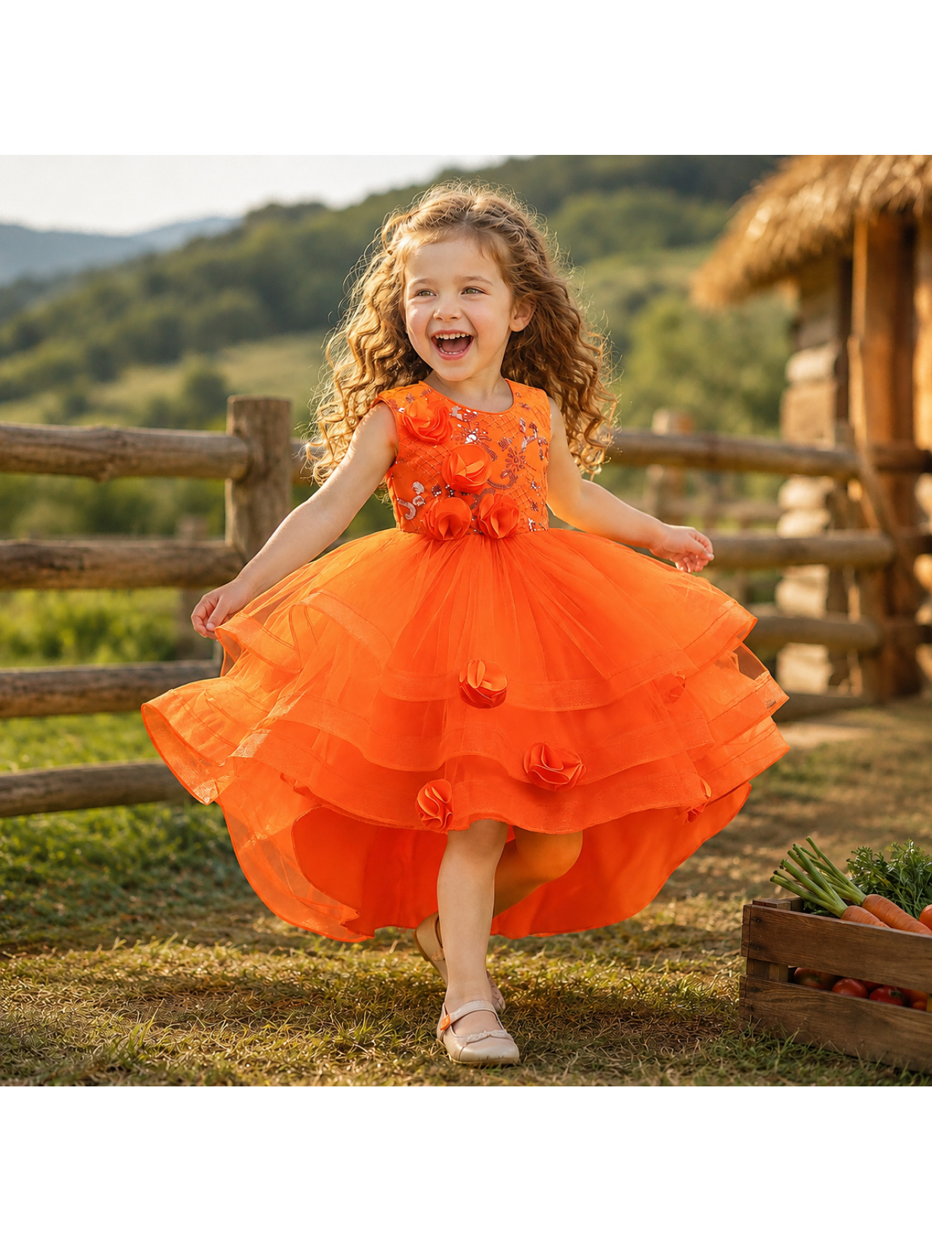 temu girl in orange dress orange dress for girls sold on Temu United States