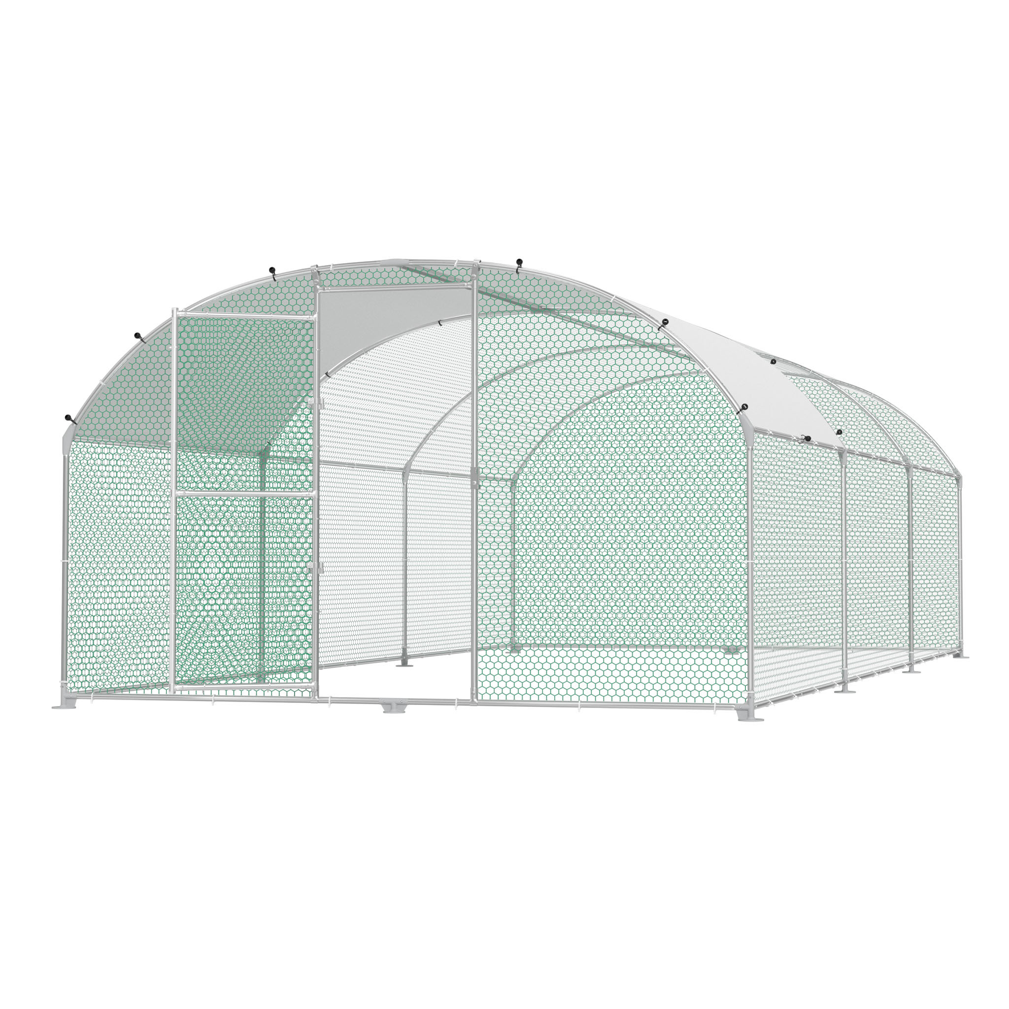Chicken Coop Enclosure Pet Cage Outdoor Enclosure, Galvanized Arched Top Chicken Cage Aviary With Tarpaulin Protective