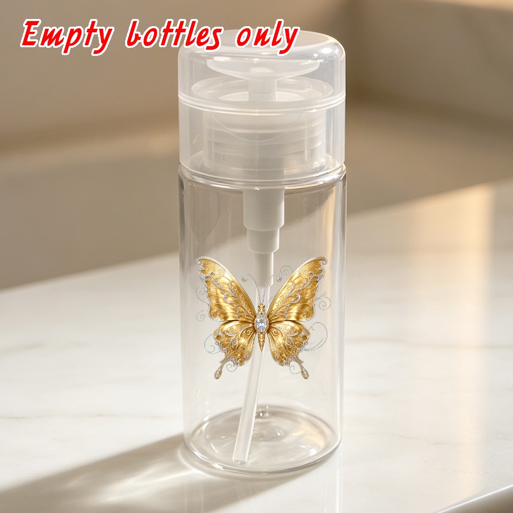 TEMU Gouden Vlinder Transparante Pompfles, Minimalistische Luxe Plastic Dispenser, Hervulbare Reiscontainer voor Lotion, Zeep, Badkamer Vanity Cadeau