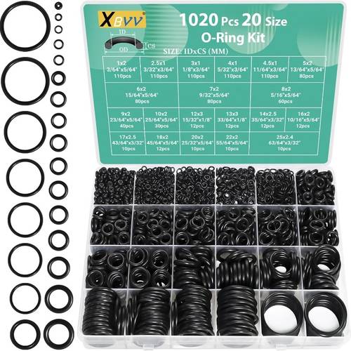 1020pcs o ring kit 20 size nitrile ring assortment set for car auto vehicle repair plumbing air or gas sealing connections oil and heat