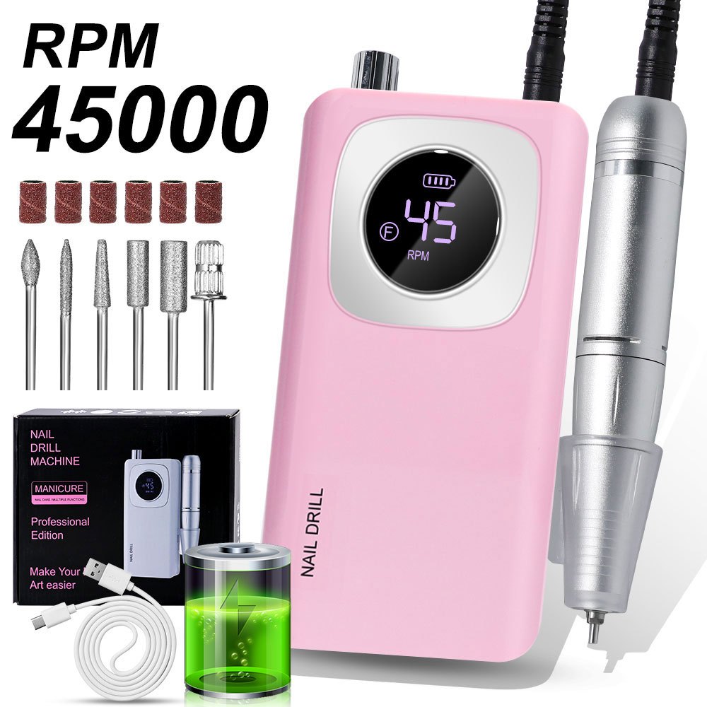 TEMU Professional 45000rpm Electric Portable Nail Drill Machine Rechargeable Nail Sander File For Manicure Salon Tool