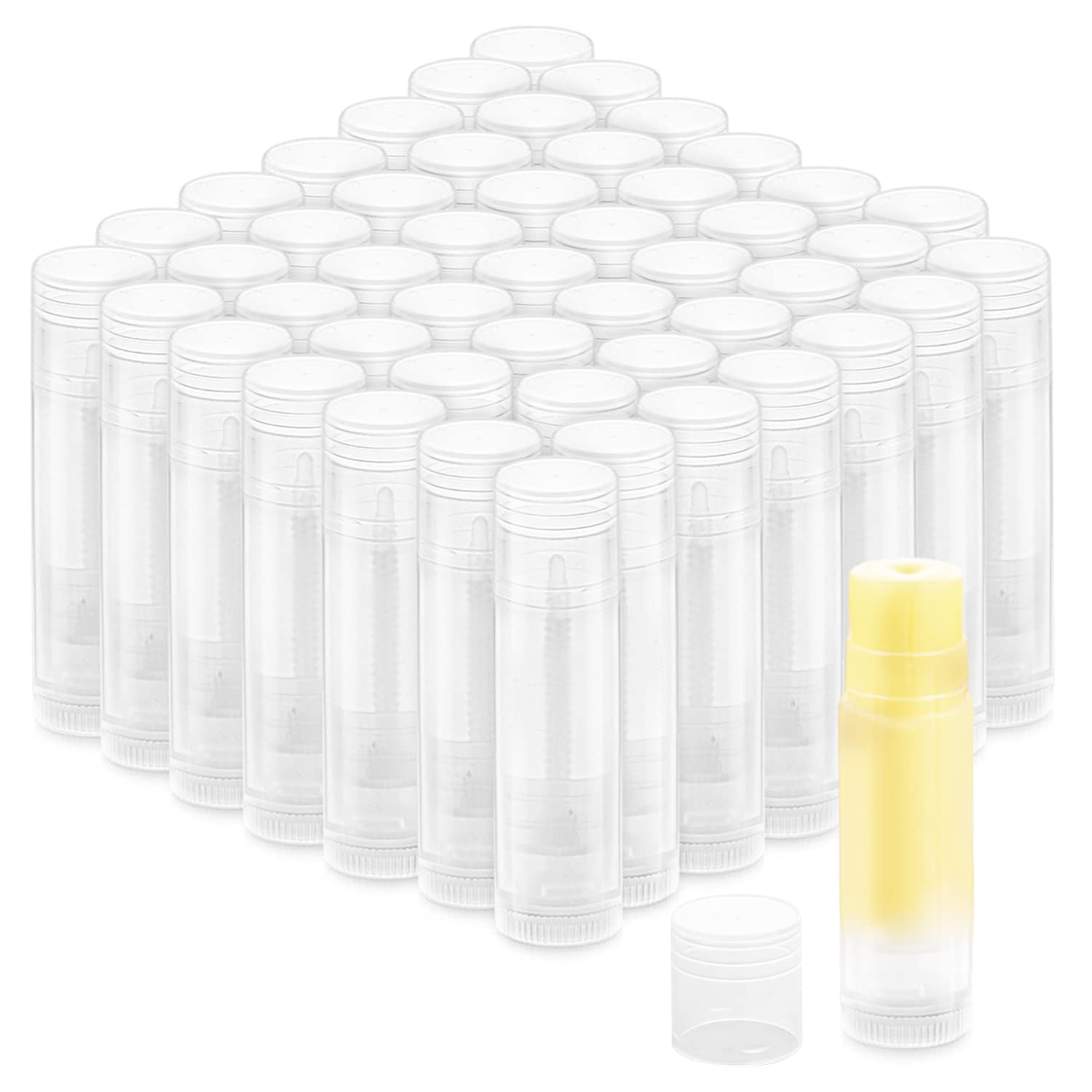 50 stück 5 -up leere lippenbalsam-tuben - klare kunststoffbehälter für diy lipgloss/festes parfüm | auslaufsichere nachfüllbare tuben mit füllbasis