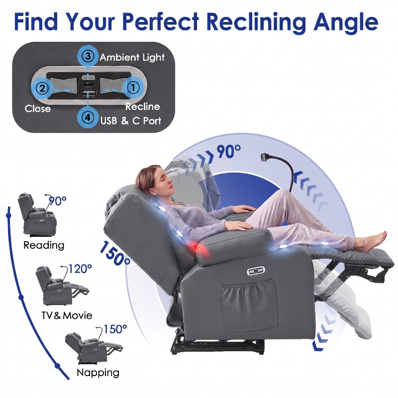 Power Recliner Sofa up to 4 Seat with Dual Consoles, 7 Color LED... product image 5