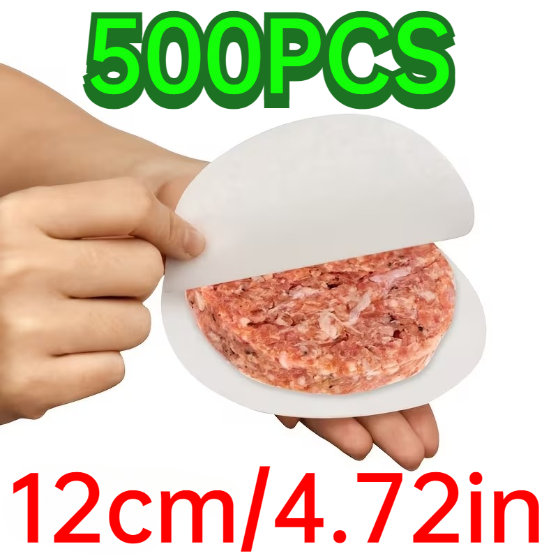 500pcs Pre-cut Hamburger Paper, 4.72in Round High-quality Sheets For Separating Patties, Stackable, Oven Safe, Individually Wrapped Design, Ideal Cooking Accessory For Kitchen And Restaurant Use