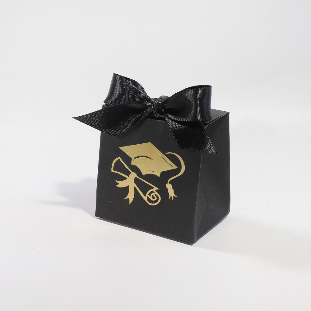 TEMU Scatole regalo per laurea da 5 pezzi con design di cappello e diploma in lamina , scatole regalo con in nastro di raso per caramelle, biscotti,
