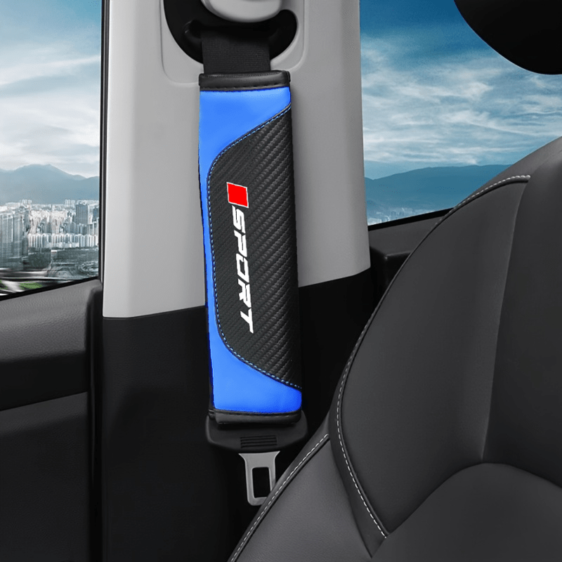 TEMU Carbon Fiber Style Pu Leather Shoulder Pad, Car Seatbelt Shoulder Pad, Seatbelt Protector, Car Interior Accessory Decoration