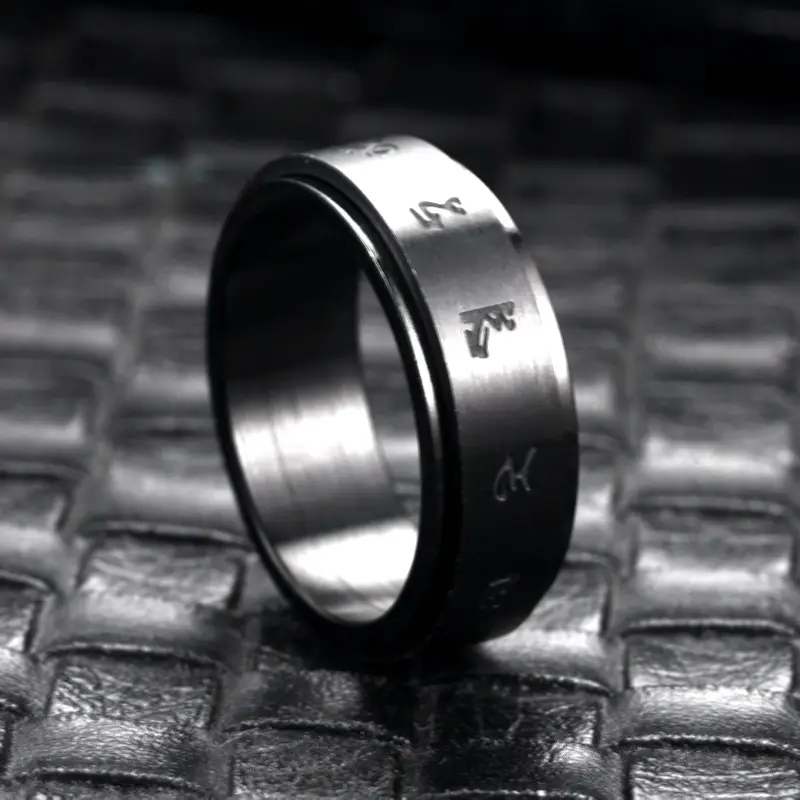 black engraved rotating ring suitable for american thanksgiving and christmas a trendy and accessory Product details 2