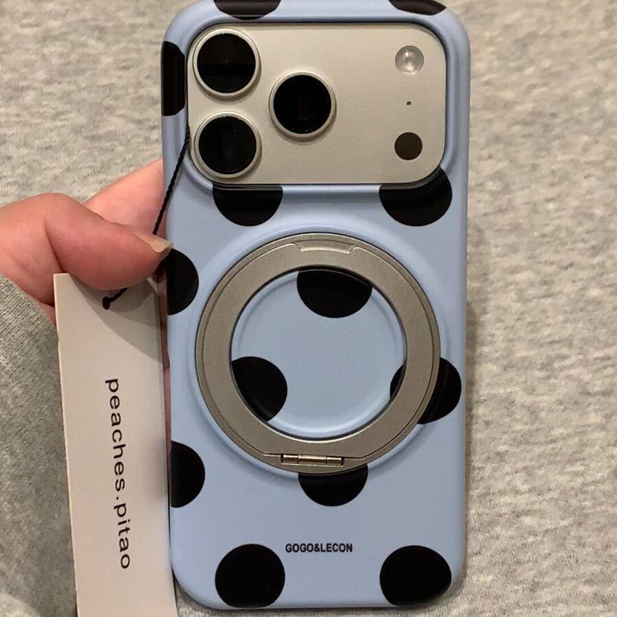 phone case leopard print polka dot and plaid film stand case suitable for iphone 17 pro max semi full coverage   phone case simple 16 pro spliced design protective case 15 pro protective cover plaid multi functional case