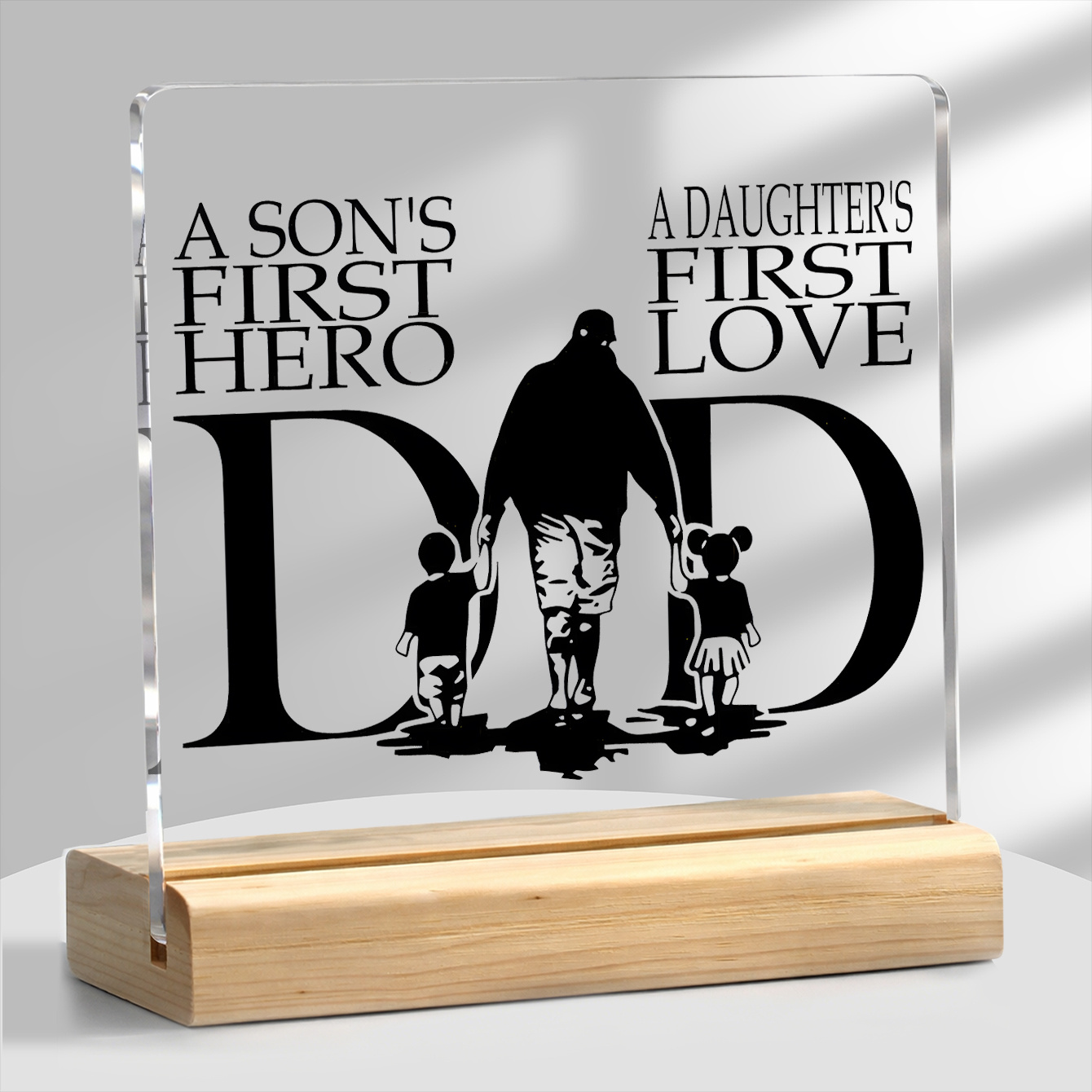 2d flat 1pc dad acrylic plaque gift with wooden stand     father gift son daughter gift desk decoration for home office birthday fathers day christmas gifts