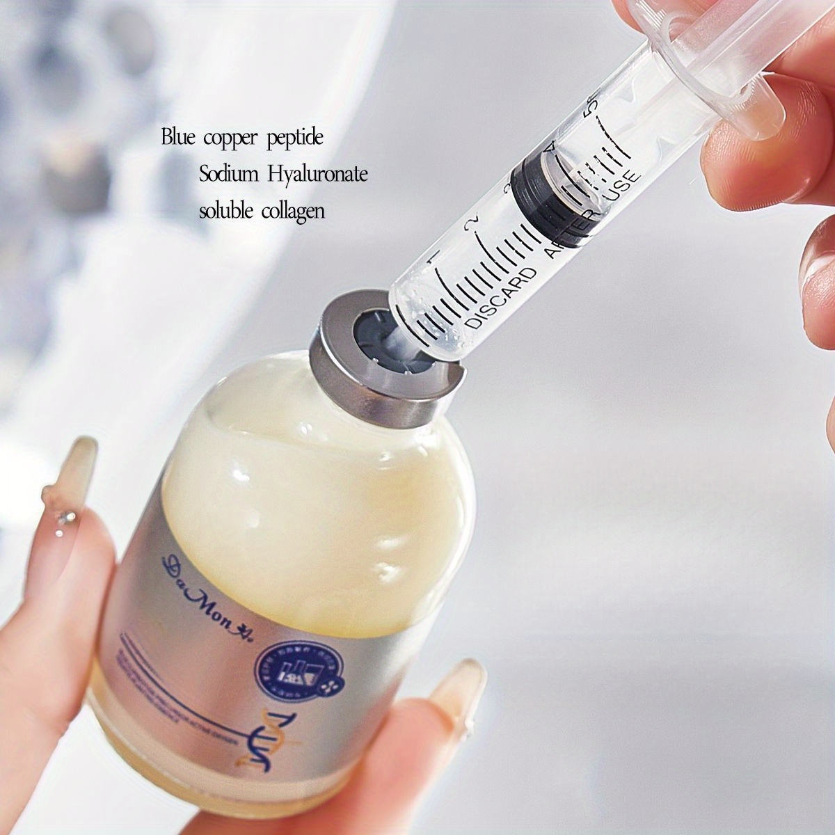   Peptide Hyaluronic Acid Serum with Collagen - Brightening & Moisturizing Facial  ,   & Wrinkles, Hydrating Face Serum for All Light Beige Types (Sensitive, Dry, Oily, Combination) - with Dropper Cap - Skincare for  , Daily Use, Sleek  , Collagen Infused, Skincare, Premium Packaging,   Ingredients, Hydrating, Men And Women, Daily Skincare Routine, Modern Skincare, Gentle Formula