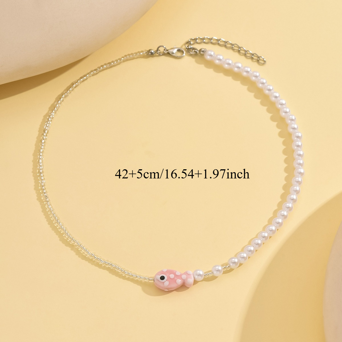 Women's Bohemian Ceramic Fish & Imitation Pearl Beaded Necklace