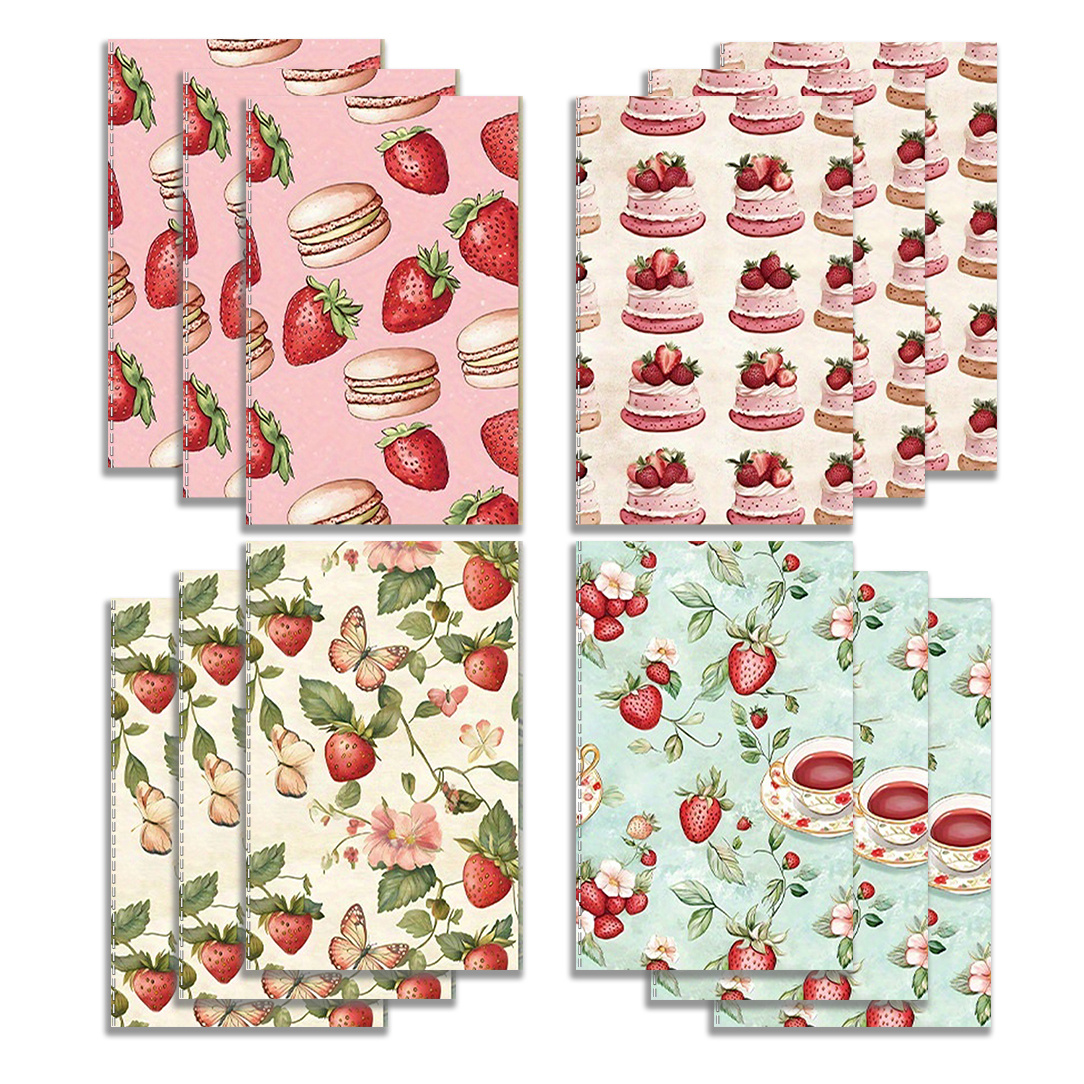 TEMU 12pcs/set Pocket Notebooks Mini Notebooks, Strawberry Pattern Notebooks, Lightweight And Compact Portable, Suitable For Colleagues, Teachers,