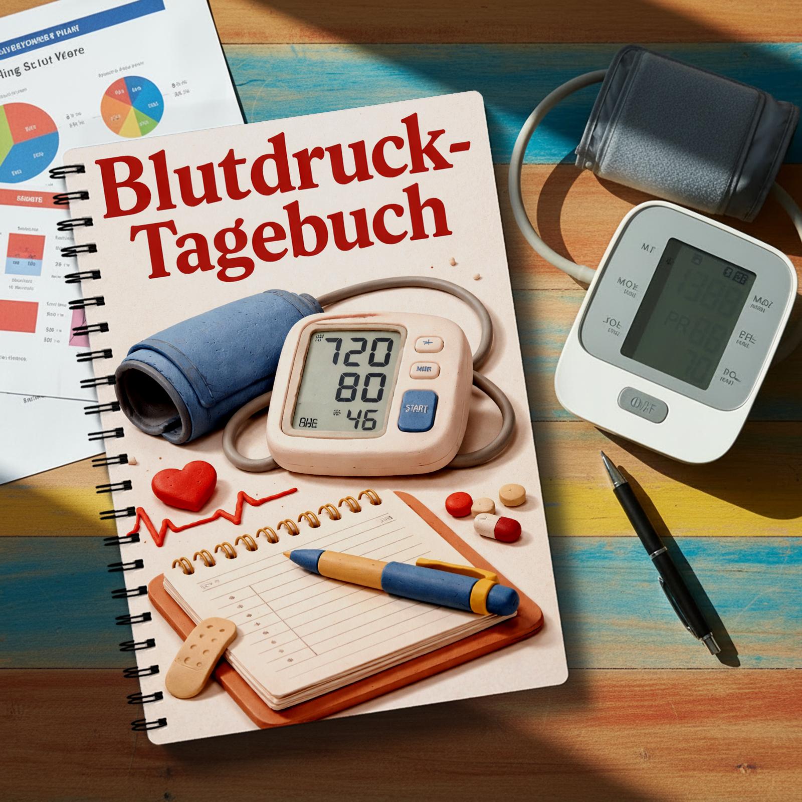 Image of Blood Pressure Logbook, Adult Daily Notebook, Easy Monitoring And Health Record Planner, German Version, Home Medical Record Gift