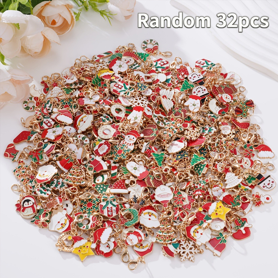 TEMU 32pcs Themed Christmas Keychain Set, Random Styles: Santa Claus, Christmas Tree, Reindeer, Snowflake, Bag Decorations And Accessories, Christmas