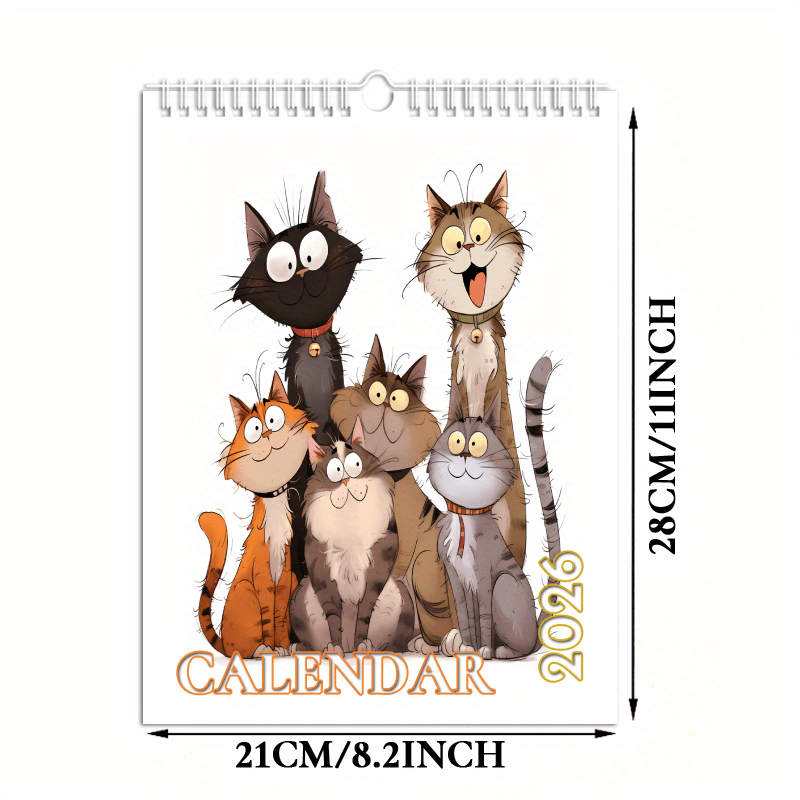 TEMU Calendrier mural mensuel humoristique 2027, motif d'illustration de chat amusant et , choix pour des chats, idéal pour la décoration de et du