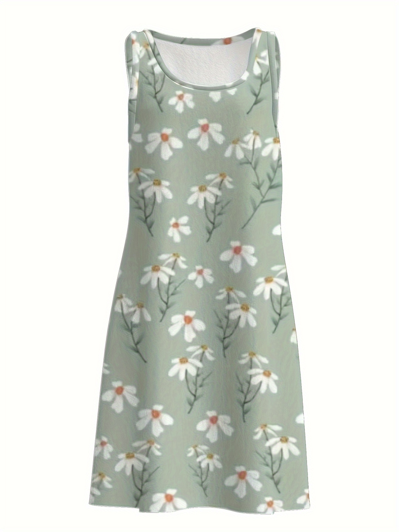 womens mint green floral print white flowers soft breathable - Temu