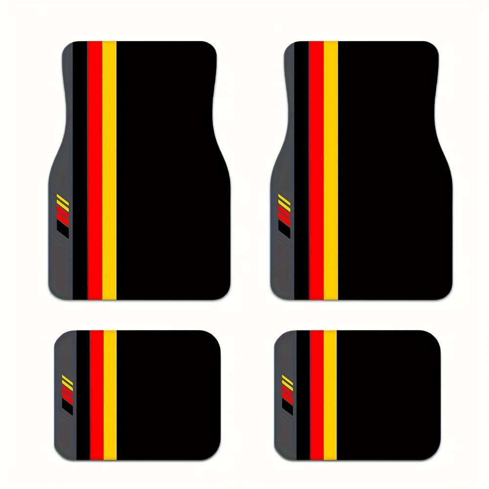 TEMU 4pcs Logo Car Floor Mats Set- Cars, Trucks& Suvs, Stylish& , Brand Design, Ideal For Enhancing Luxury Performance Interior Style, Perfect For