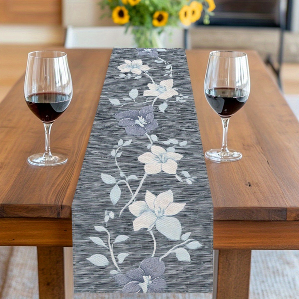 1pc Elegant Embellished Flower Table Flag - Modern Embroidery Table Decor, Soft Fabric Suitable For Dining Table, Coffee Table, Desk - Options (,,,) - Easy-clean & For